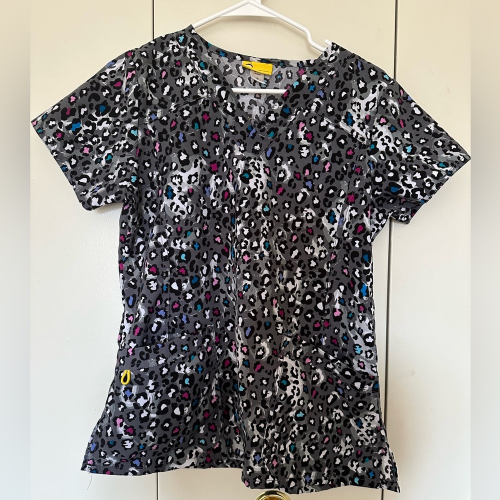 cheetah scrub top